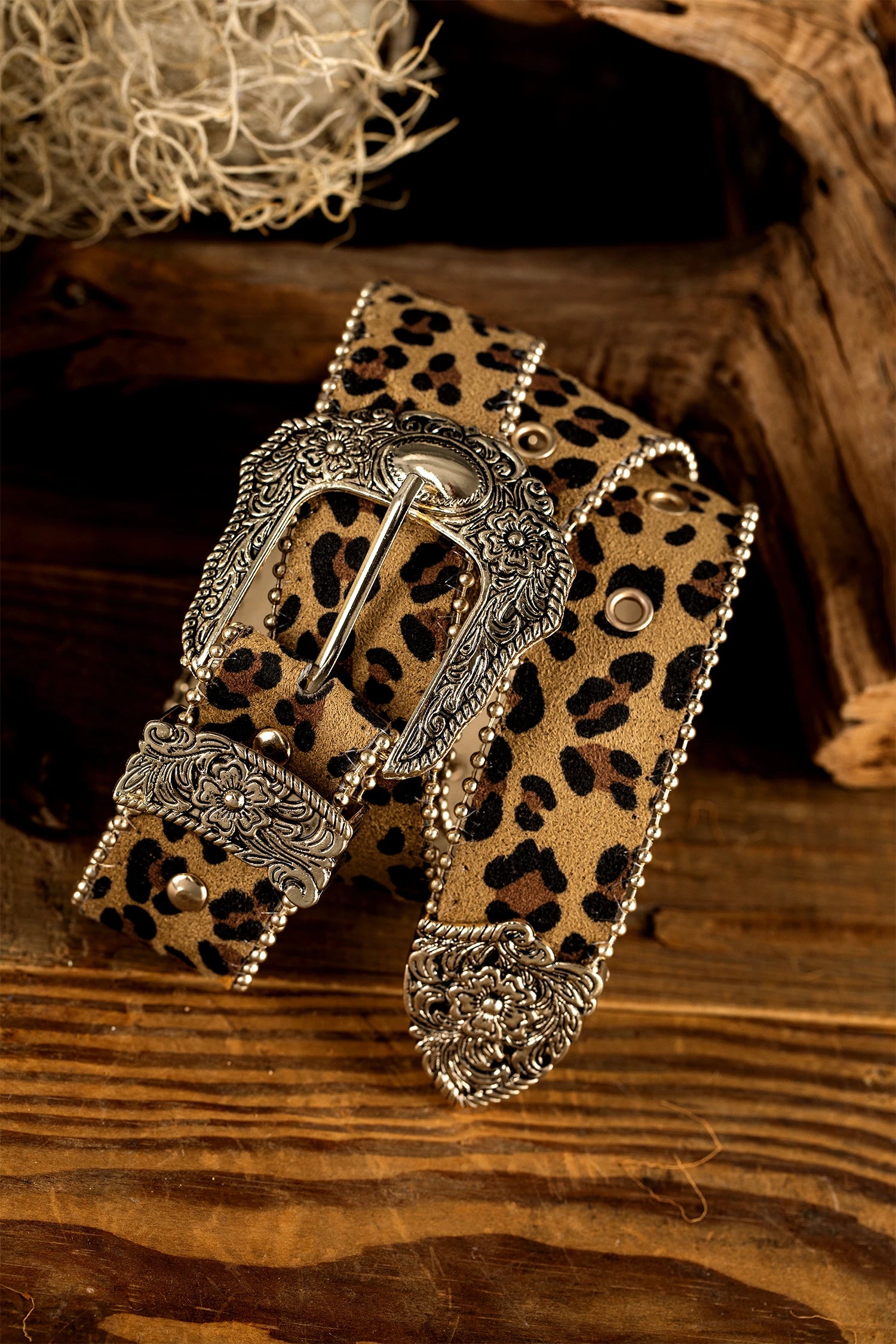 Leopard Gold Beaded Western Belt
