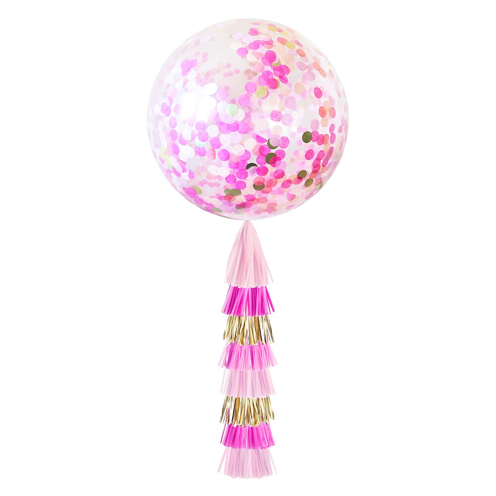 Globo de confeti gigante y cola de borla - BLUSH &amp; ROSE GOLD