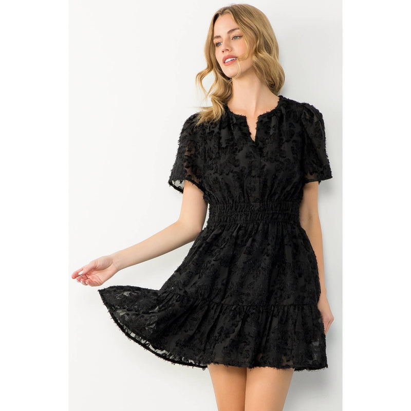 Rosalie-Fringe Detail Flutter Mini Dress