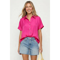 Minimalist Drop Shoulder Button Up Blouse