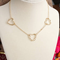 Gold Wire-Inspired Hearts Necklace