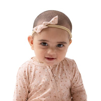 Carrie Floral Pink - Bow with Nylon Headband