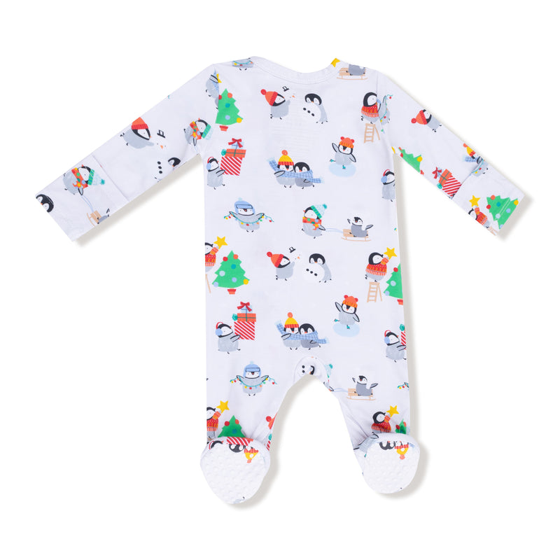 Holiday Penguins - 2 Way Zipper Footie