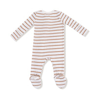 Vintage Stripe - Brown - 2 Way Zipper Footie