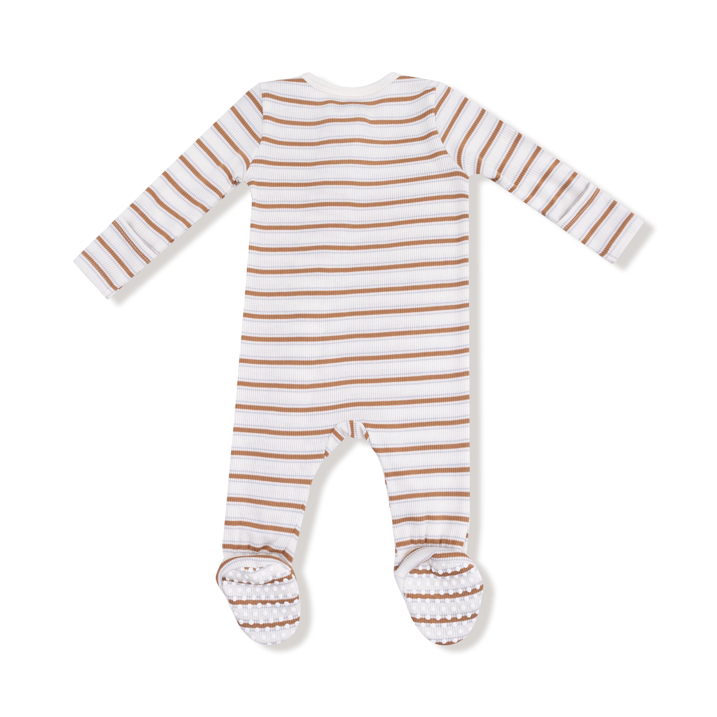 Vintage Stripe - Brown - 2 Way Zipper Footie