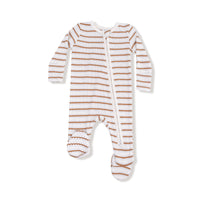 Vintage Stripe - Brown - 2 Way Zipper Footie