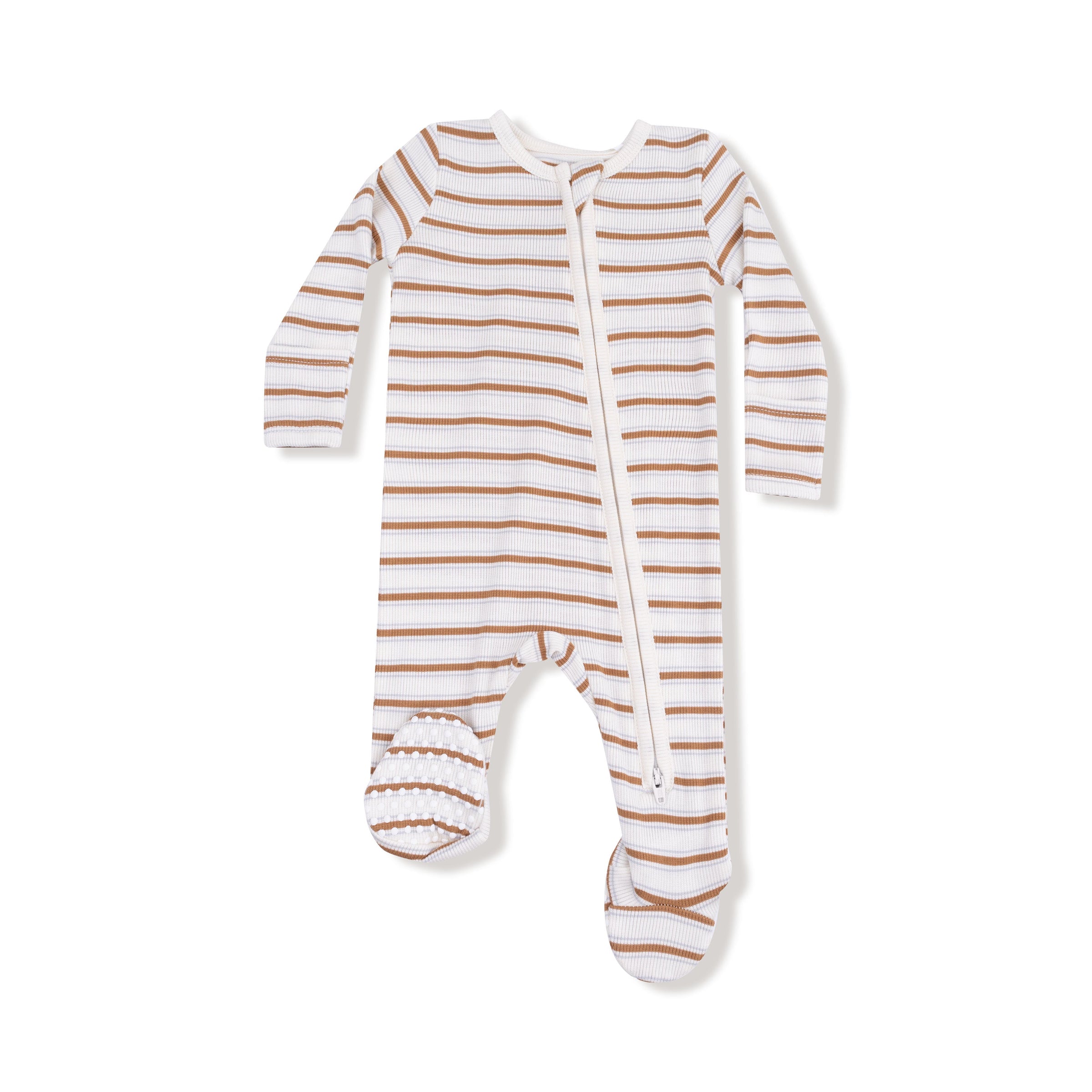 Vintage Stripe - Brown - 2 Way Zipper Footie