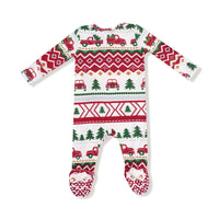 Red Truck Fair Isle - 2 Way Zipper Footie