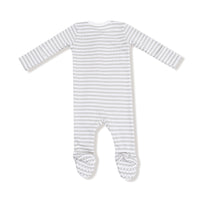 Stripe - Mineral- Grey/White - 2 Way Zipper Footie