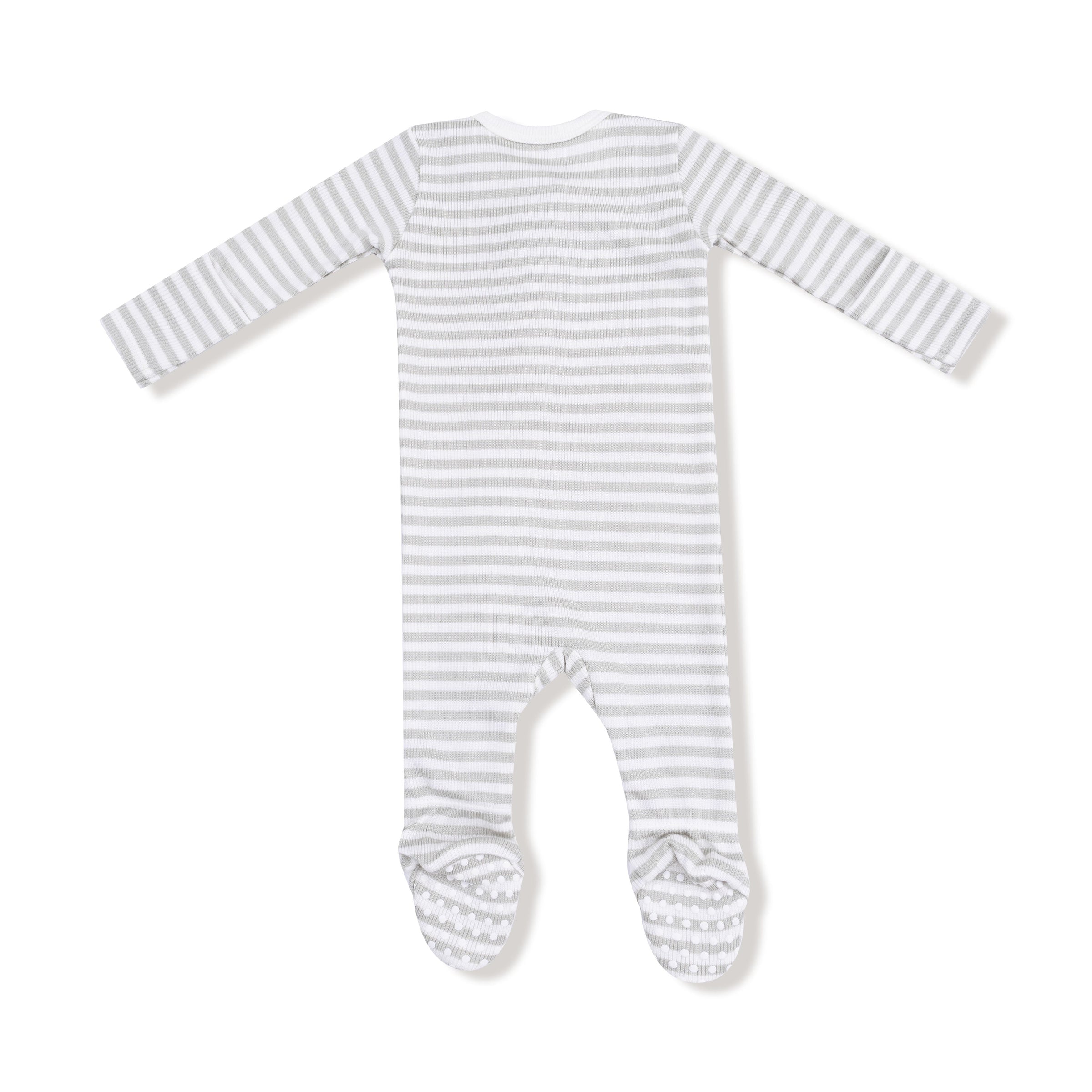 Stripe - Mineral- Grey/White - 2 Way Zipper Footie