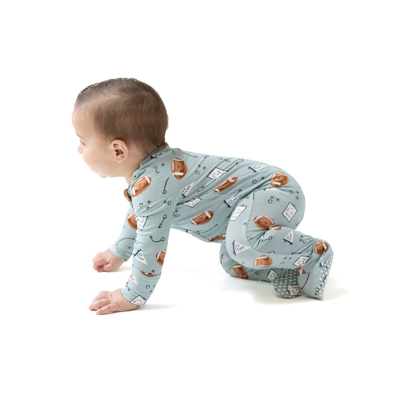 Touchdown Time - Grey Mist - 2 Way Zipper Footie