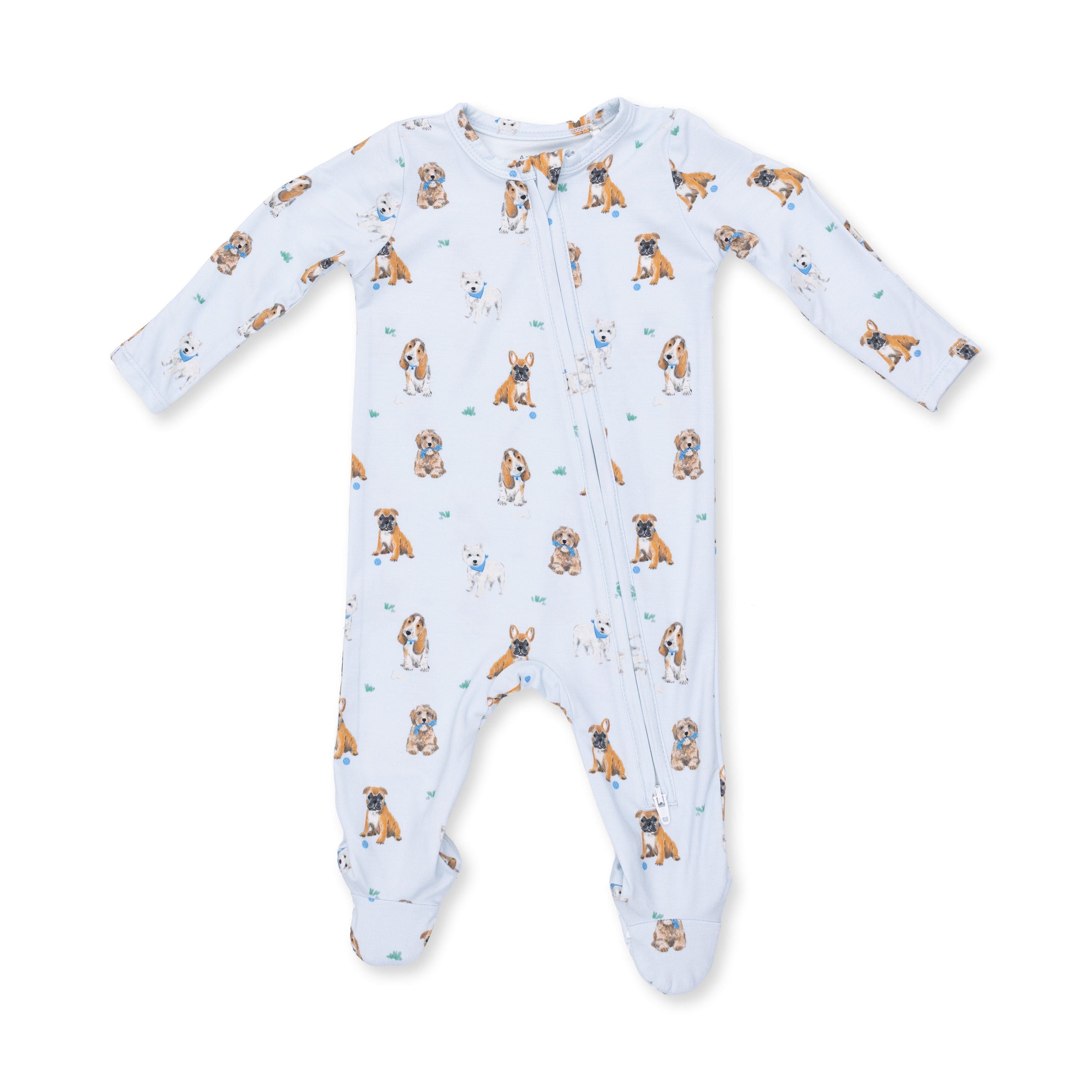Bestie Dogs Blue - 2 Way Zipper Footie