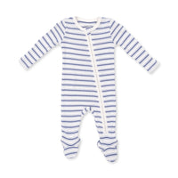 Vintage Stripe Blue - 2 Way Zipper Footie