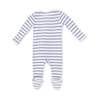 Vintage Stripe Blue - 2 Way Zipper Footie