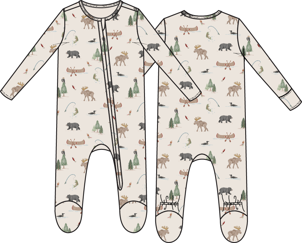 Northern Woodland Animals - 2 Way Zipper Footie