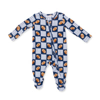 Football Patchwork - 2 Way Zipper Footie