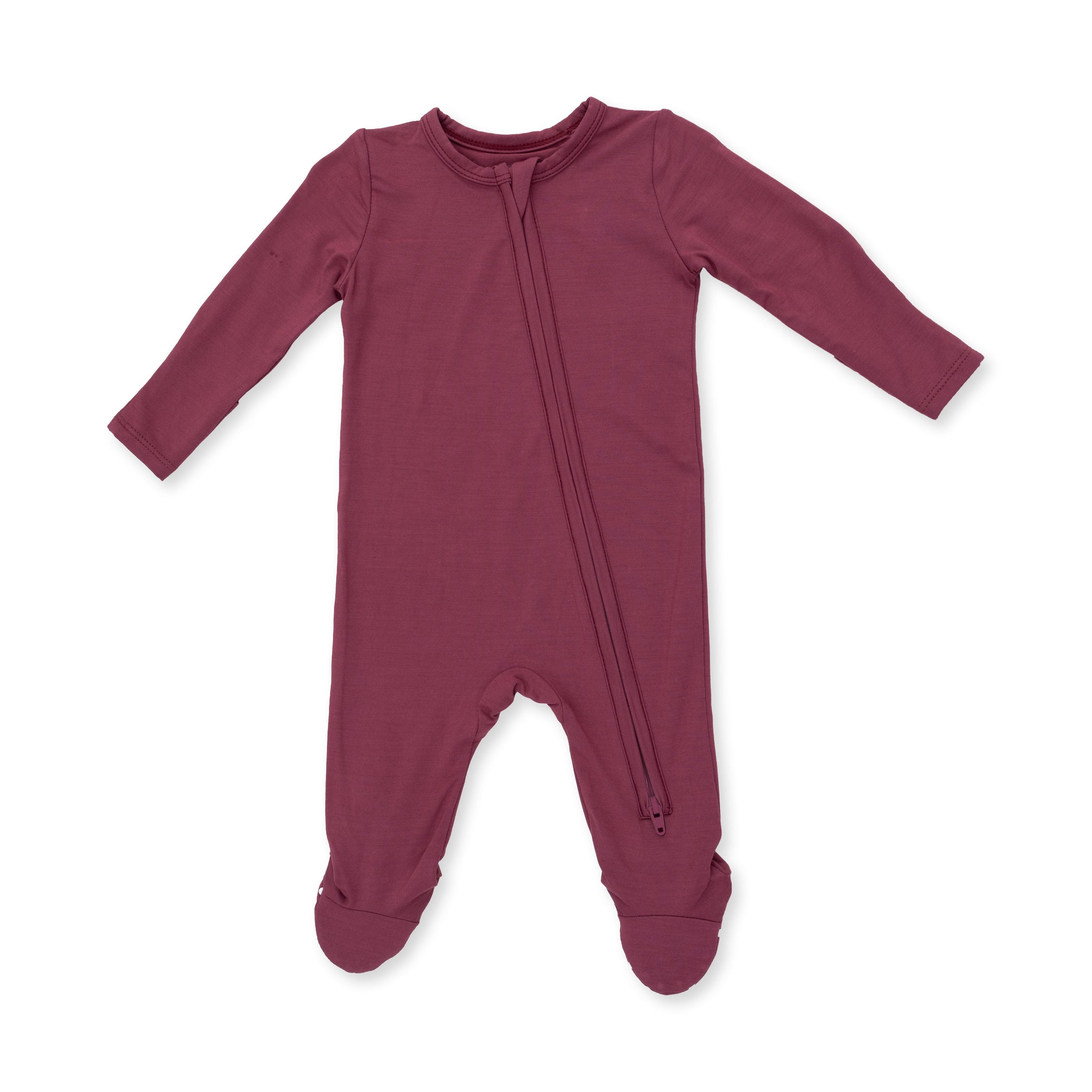 Solid Oxblood Red - 2 Way Zipper Footie
