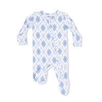 Blue Argyle - 2 Way Zipper Footie