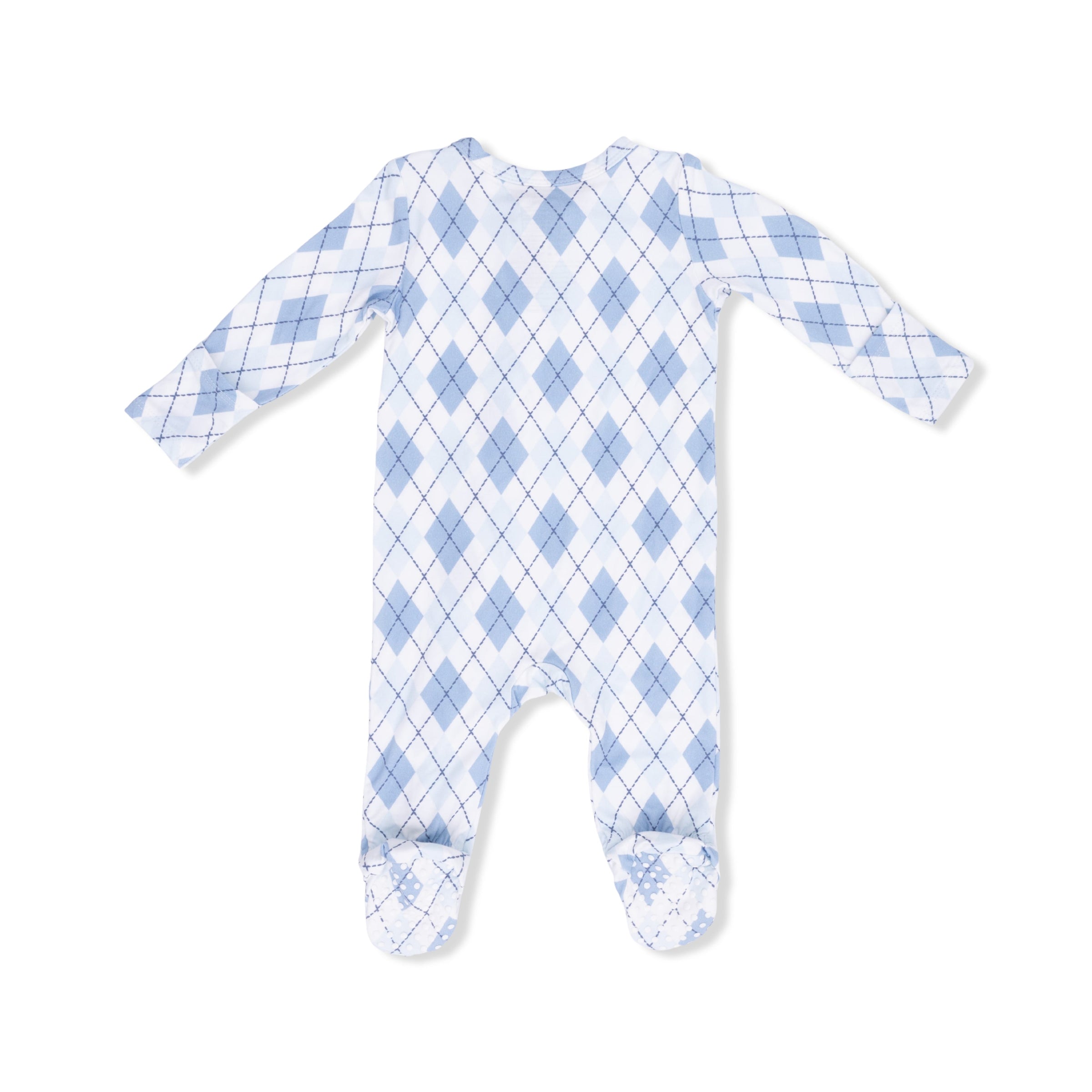 Blue Argyle - 2 Way Zipper Footie