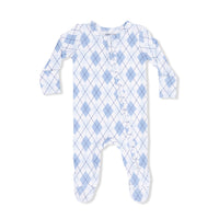 Blue Argyle - 2 Way Zipper Footie