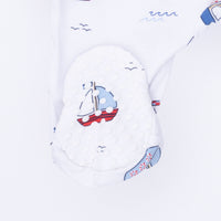 Bubbly Sailboats Blue - 2 Way Zipper Footie