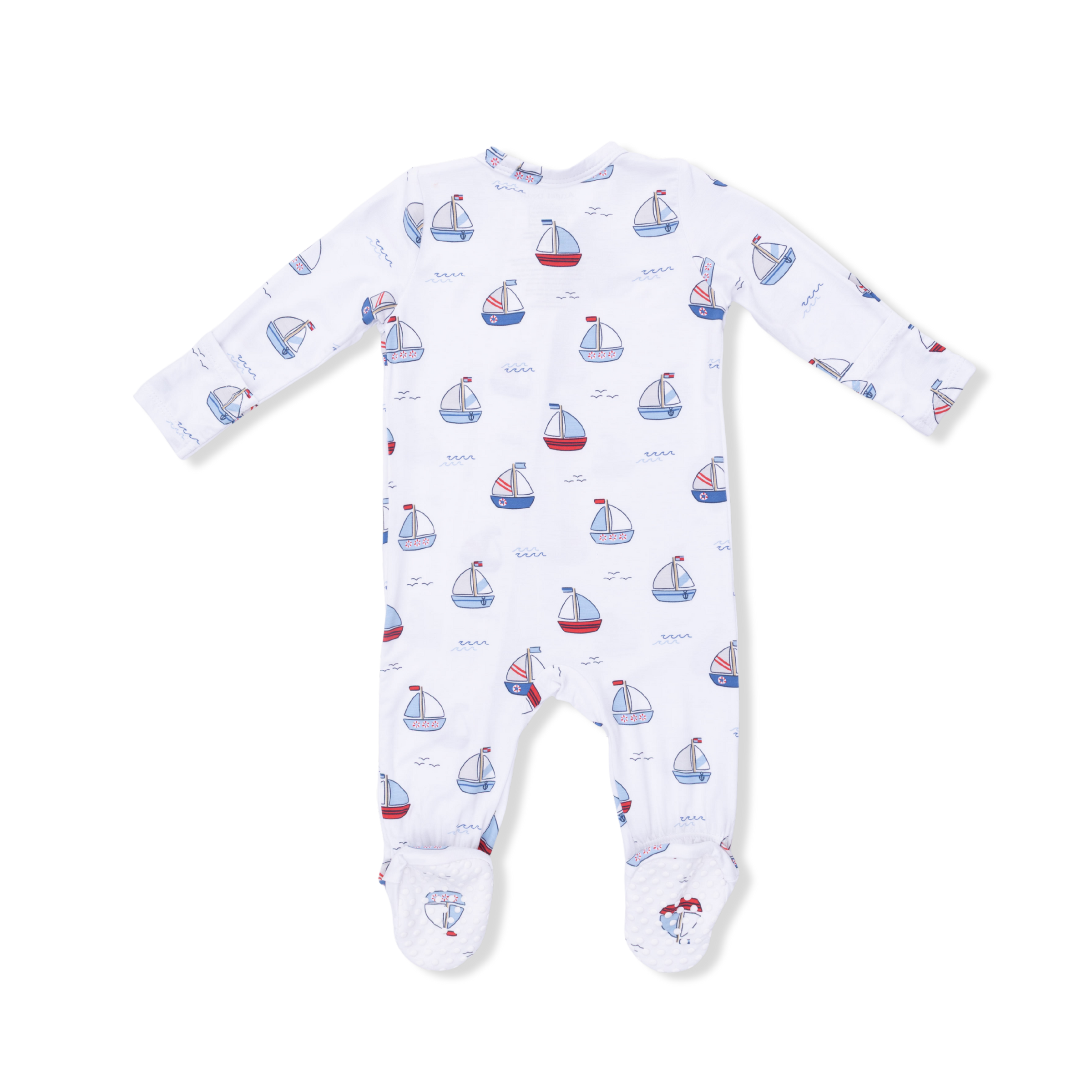 Bubbly Sailboats Blue - 2 Way Zipper Footie