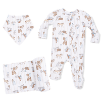 Cowboy Nursery -  2 Way Zipper Footie, Bandana Bib, & Swaddle Blanket Set