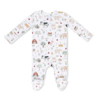 Cute Farm Animals Uni - 2 Way Zipper Footie, Swaddle  & Bandana Bib Set