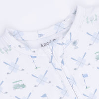 Golf Trellis Blue - 2 Way Zipper Footie & Swaddle Blanket