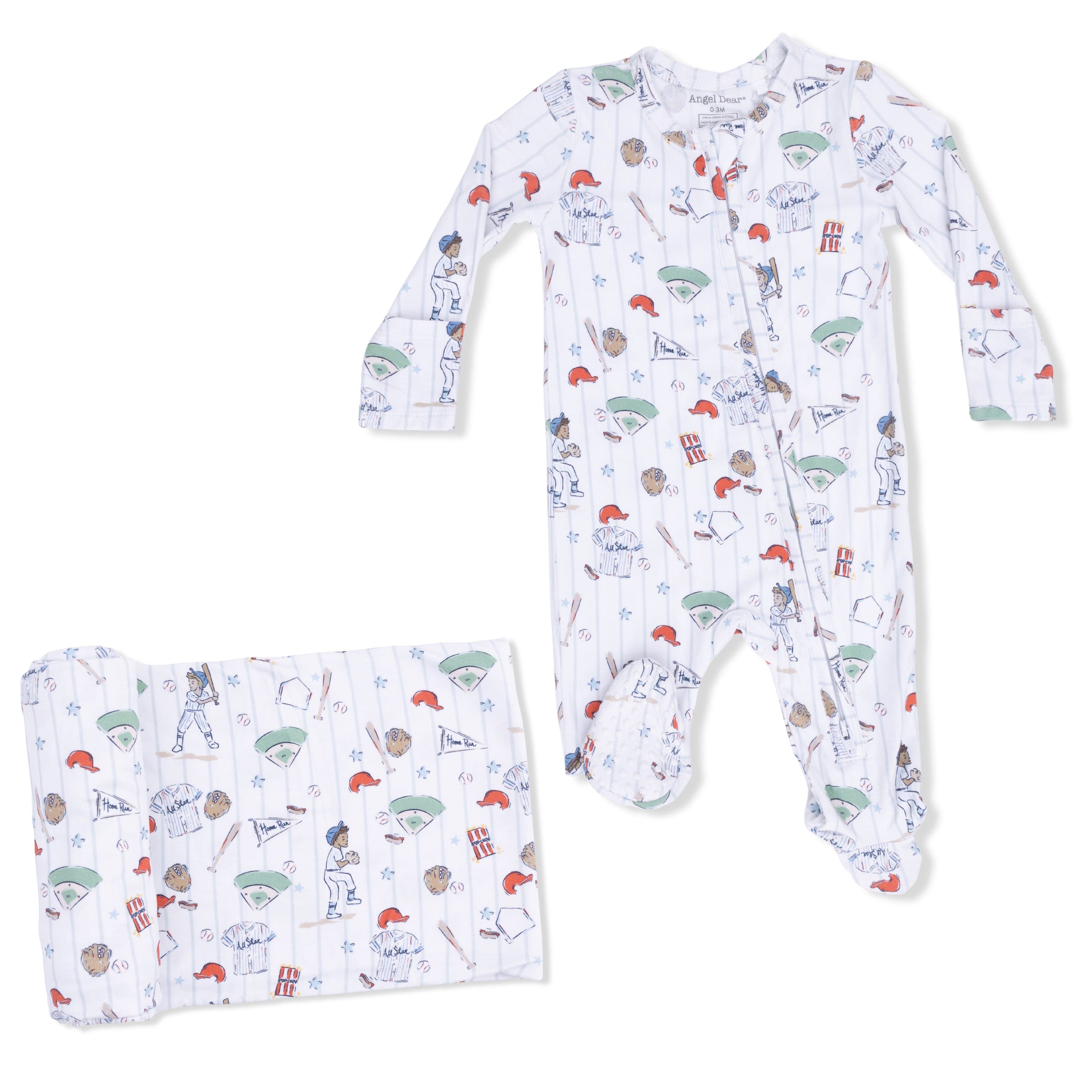 Home Run Baseball - 2 Way Zipper Footie & Swaddle