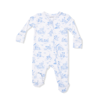 Puppy Toile Blue - 2 Way Zipper Footie