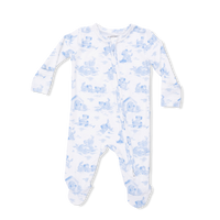 Puppy Toile Blue - 2 Way Zipper Footie