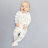 Puppy Toile Blue - 2 Way Zipper Footie