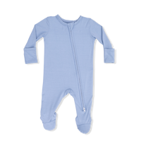 Solid Blue Fog - 2 Way Zipper Footie