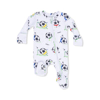 Soccer Balls Playing Soccer  Blue - 2 Way Zipper Footie