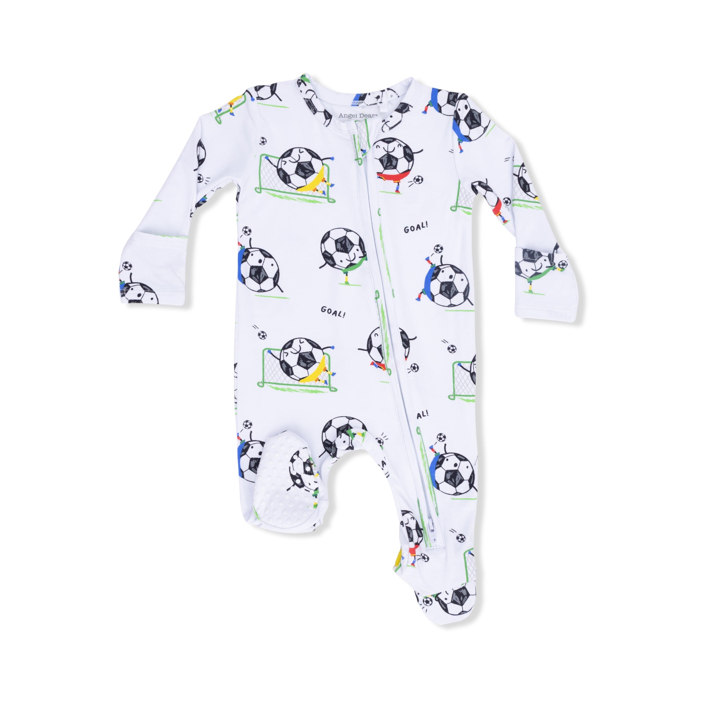 Soccer Balls Playing Soccer  Blue - 2 Way Zipper Footie
