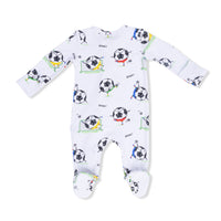 Soccer Balls Playing Soccer  Blue - 2 Way Zipper Footie