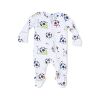 Soccer Balls Playing Soccer  Blue - 2 Way Zipper Footie