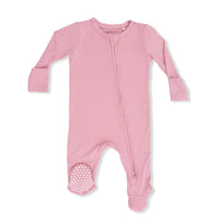 Solid Rose Elegance - 2 Way Zipper Footie