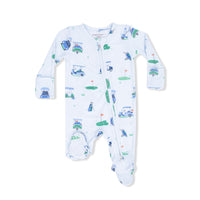 Vintage Golf Carts Blue - 2 Way Zipper Footie