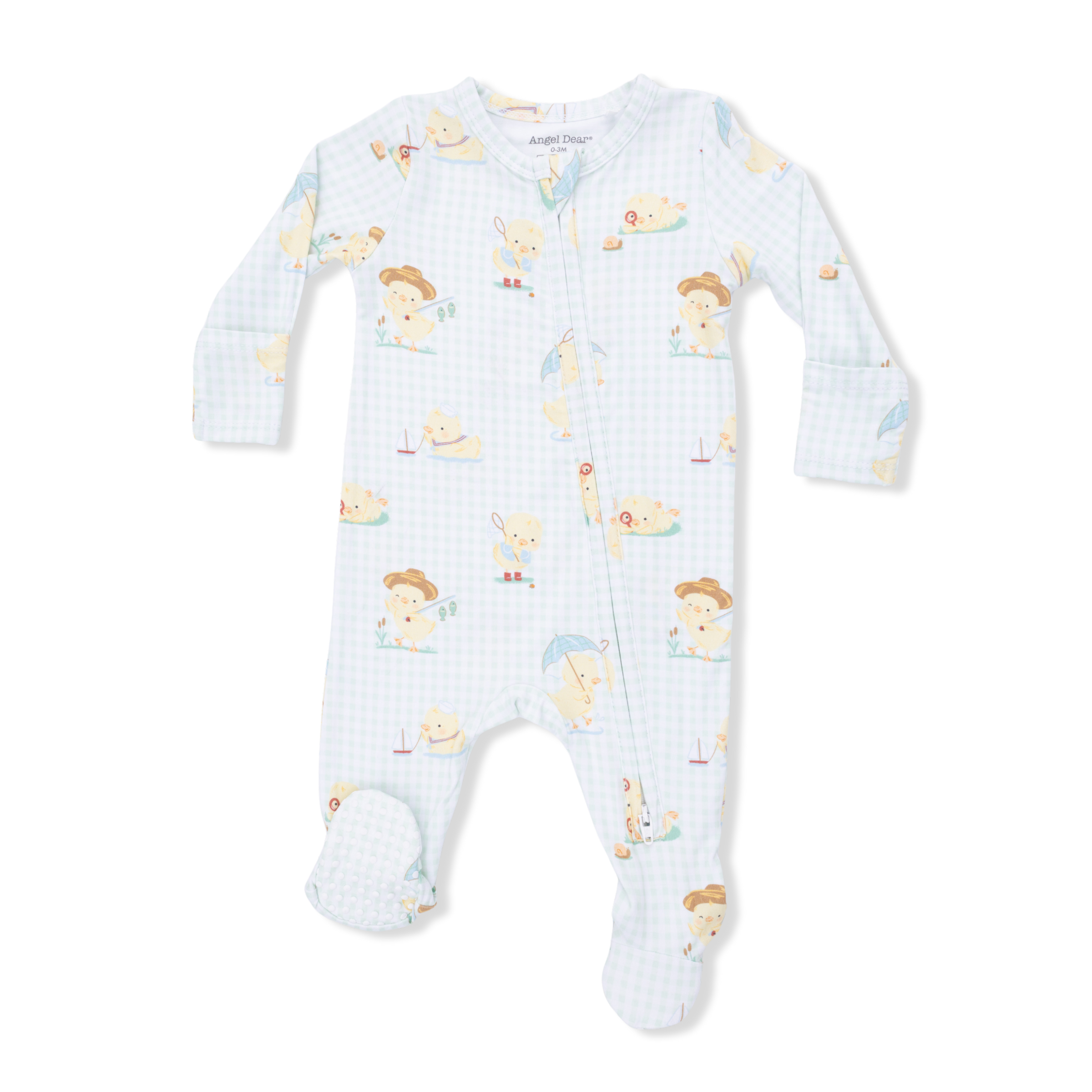 Vintage Spring Ducklings Green - 2 Way Zipper Footie