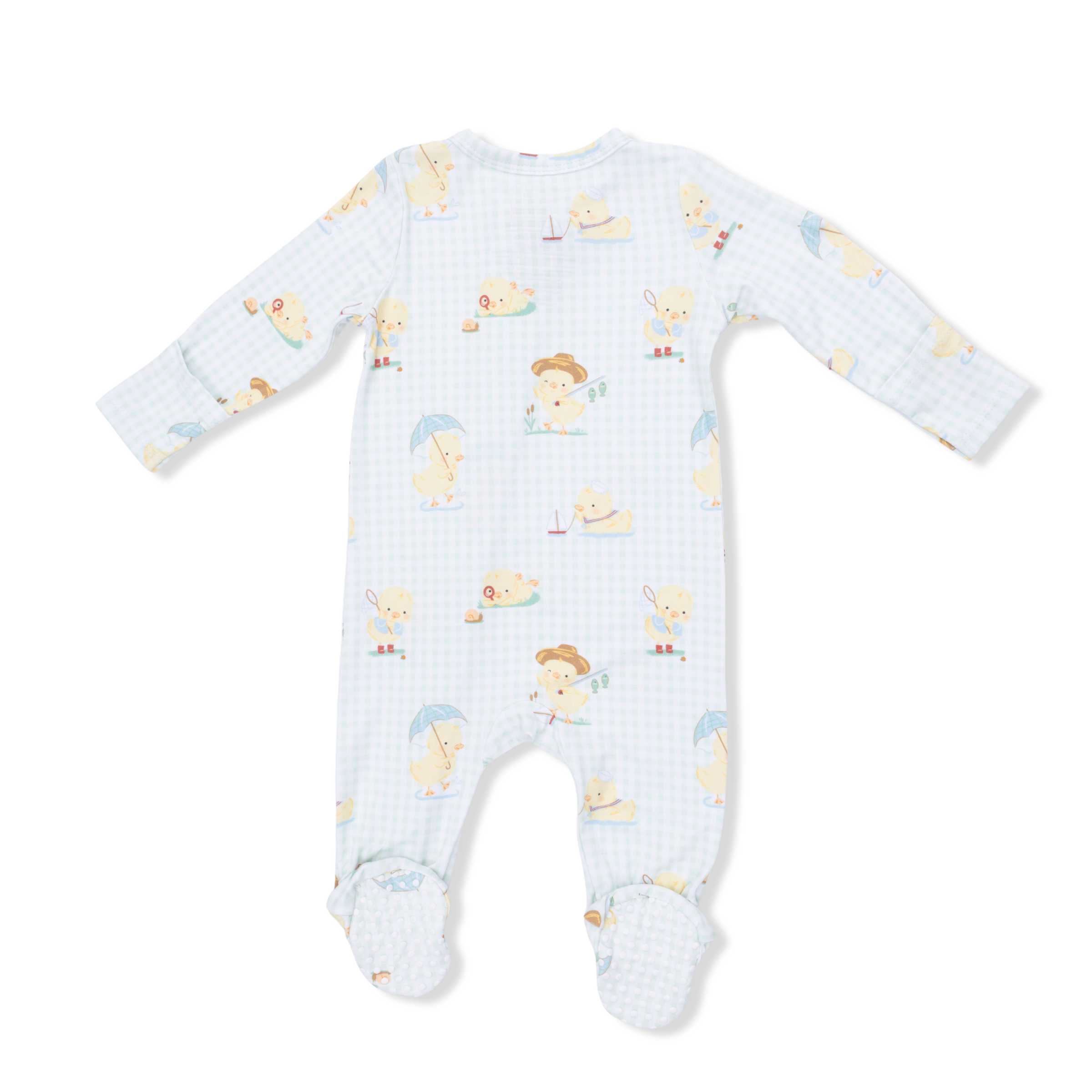 Vintage Spring Ducklings Green - 2 Way Zipper Footie