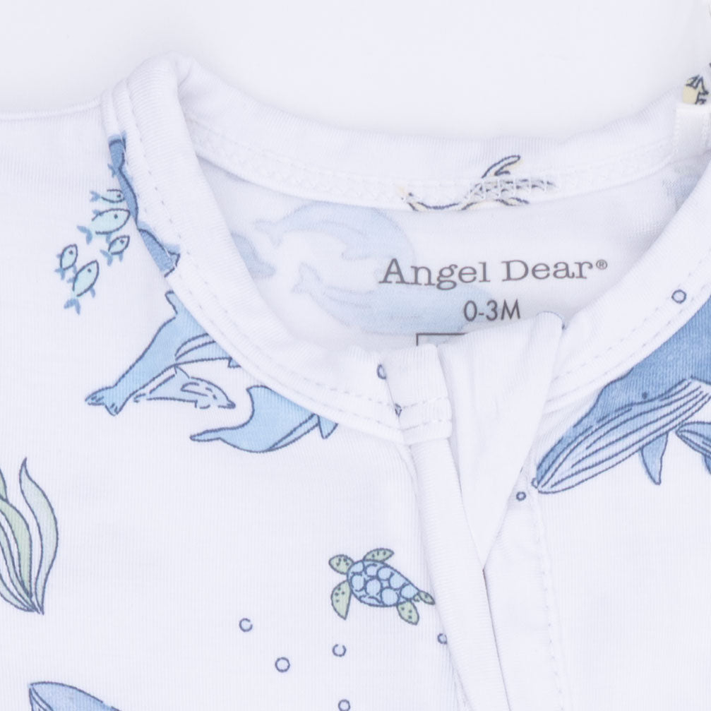 Watercolor Blue Whales - 2 Way Zipper Footie