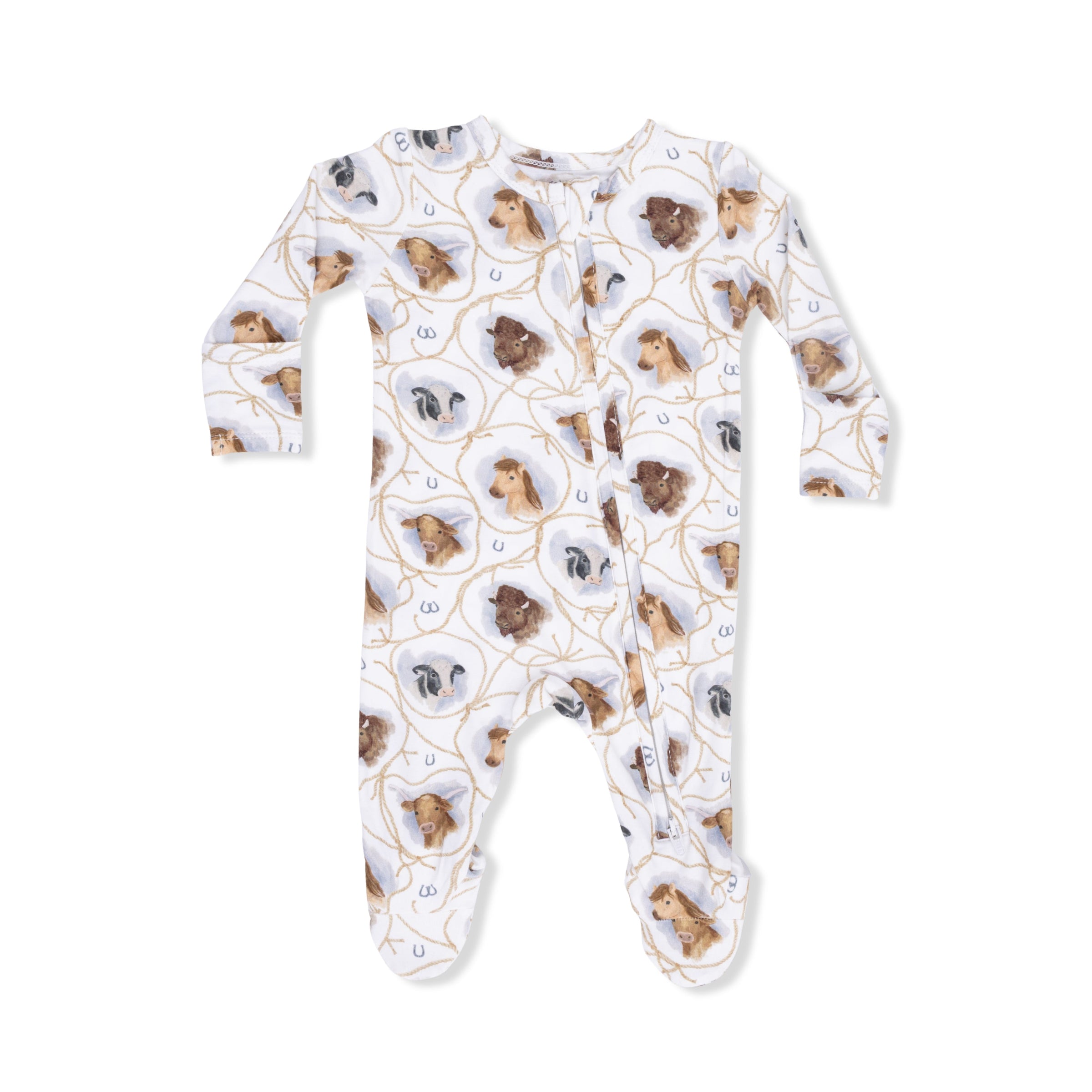 Farm Animals Rope Cameos Uni - 2 Way Zipper Footie