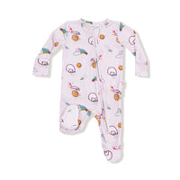 Basketball Pink - 2 Way Zipper Ruffle Back Footie