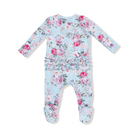 Charlotte Floral - 2 Way Zipper Ruffle Back Footie