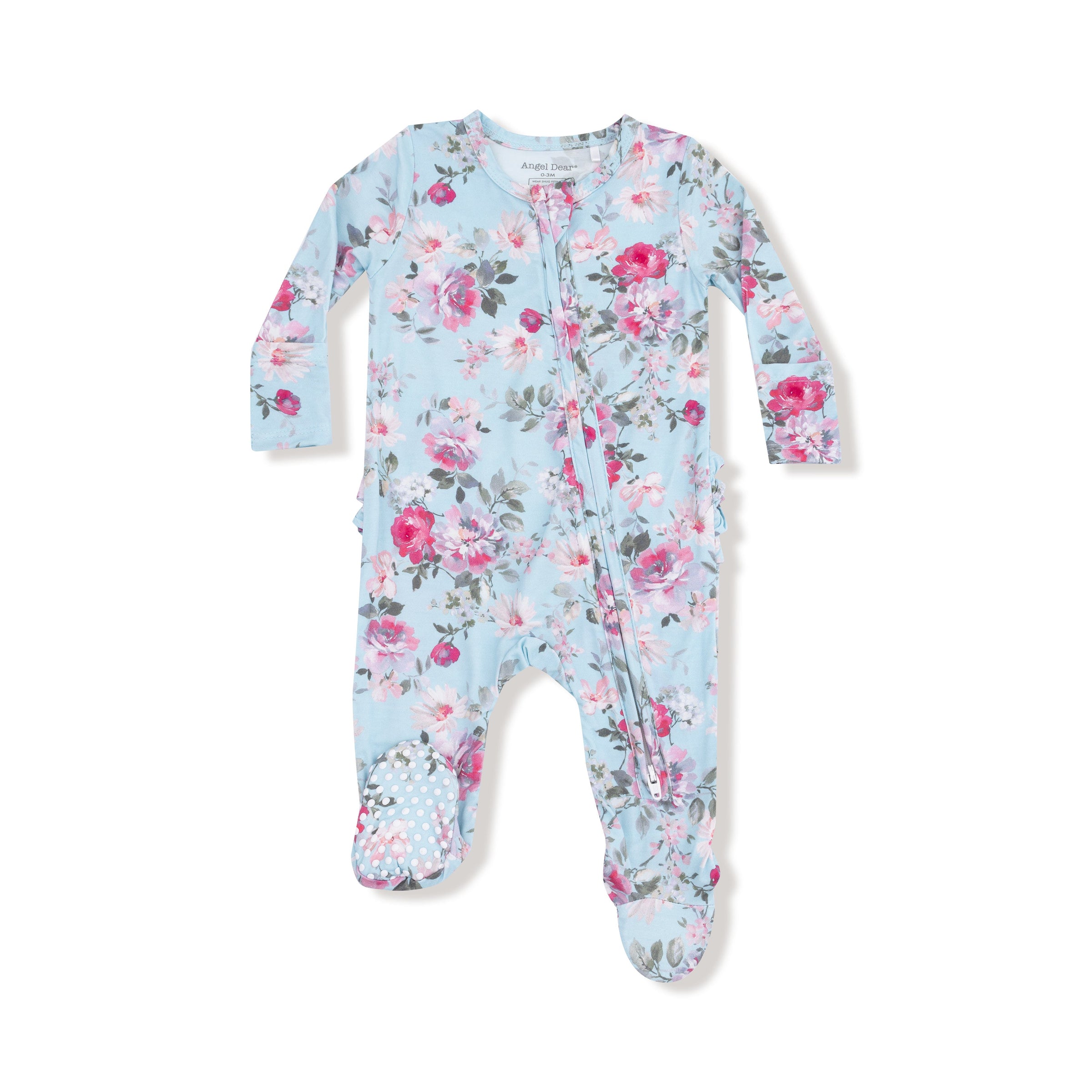 Charlotte Floral - 2 Way Zipper Ruffle Back Footie