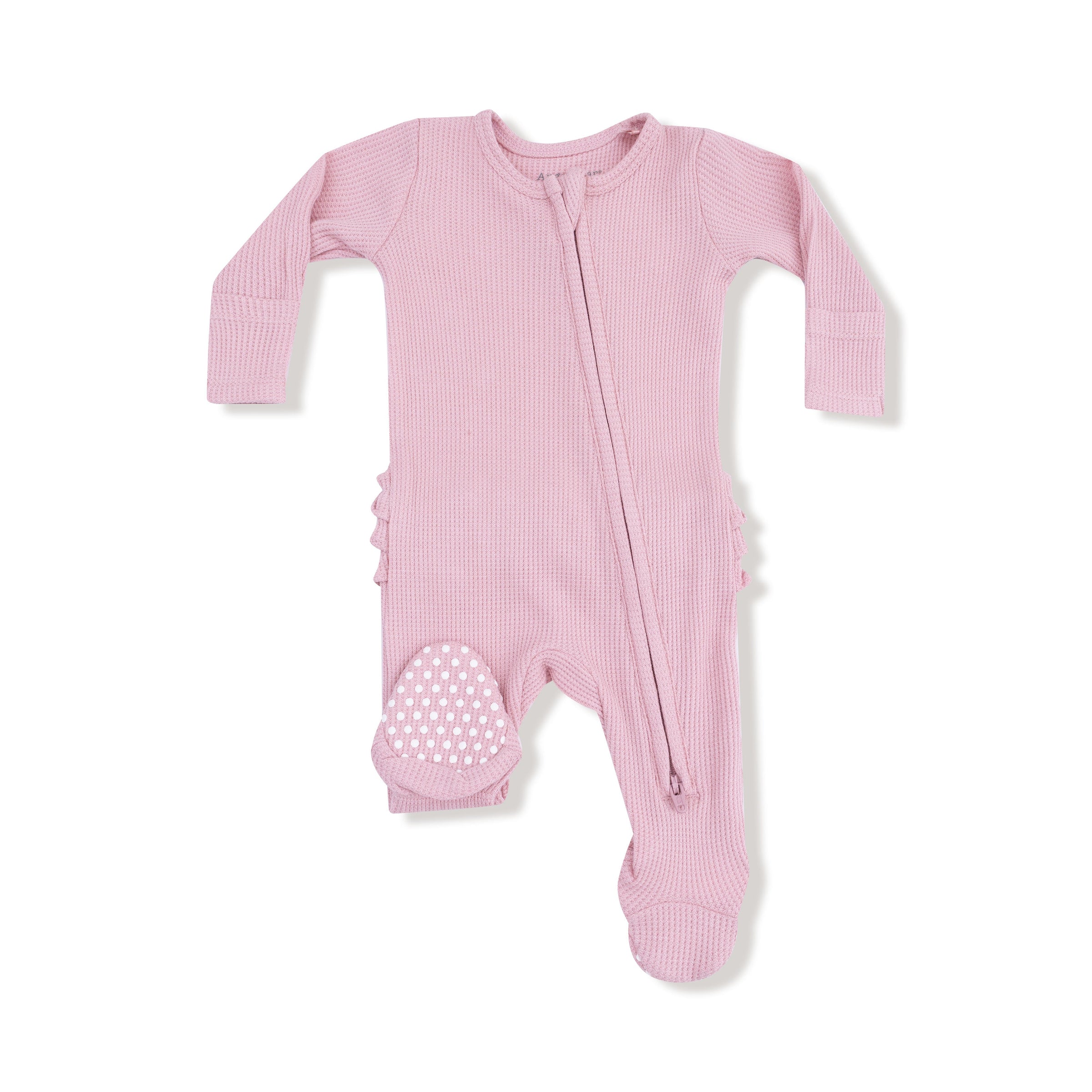 Cameo Pink - 2 Way Zipper Ruffle Back Footie