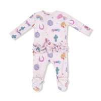 Disco Cowgirl - 2 Way Zipper Ruffle Back Footie