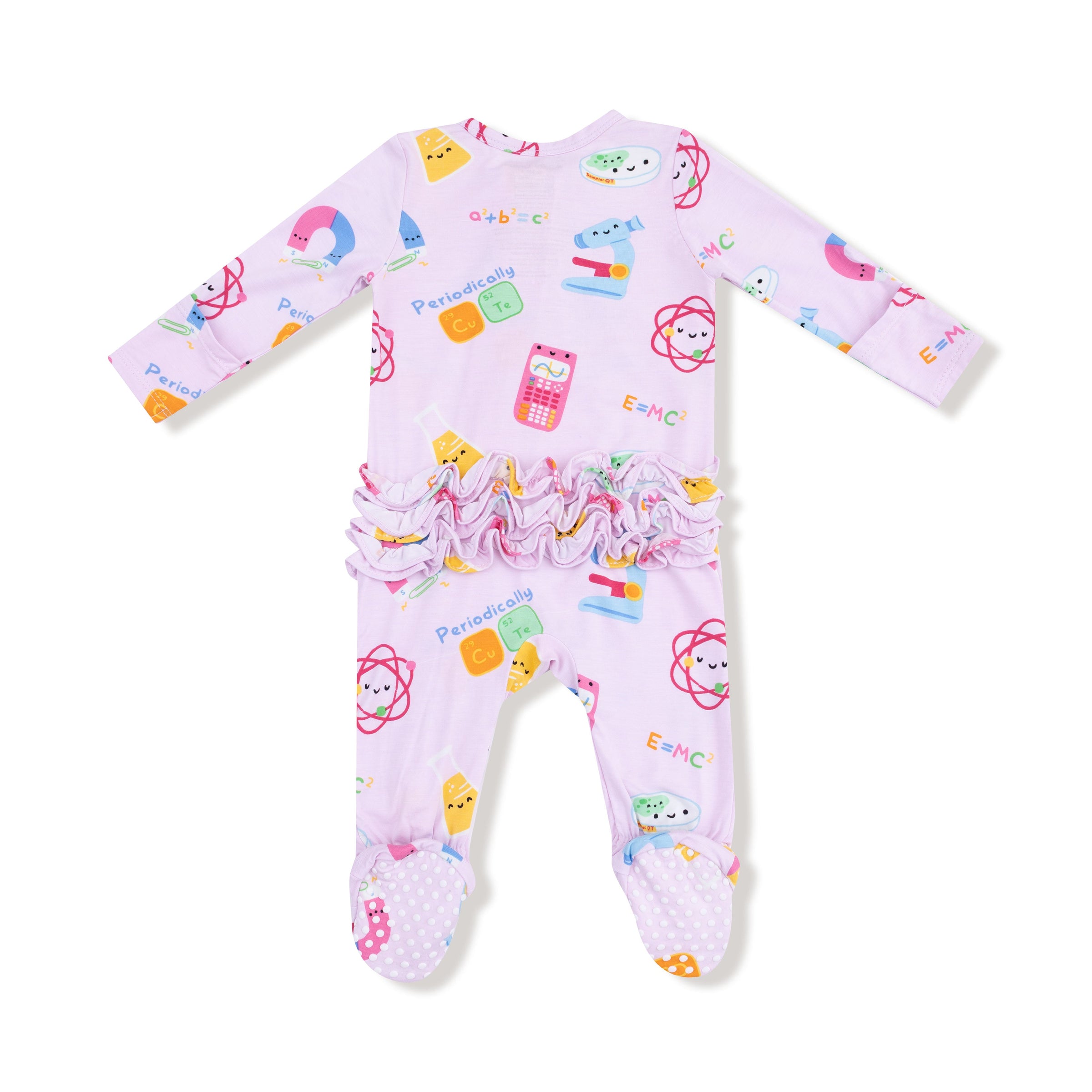 Future Scientist - Pink - 2 Way Zipper Ruffle Back Footie